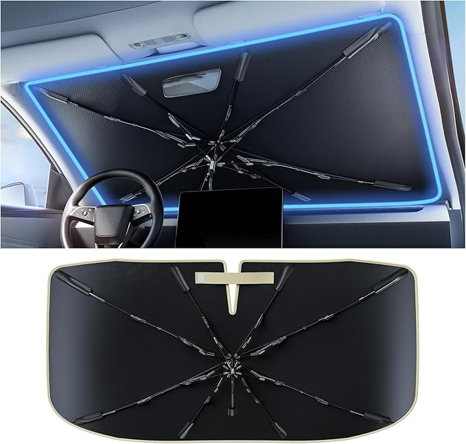 Nmoiss [Vinyl Coating Heat Shield] Windshield Sun Shade Umbrella Custom for Soul, Protect Car from Sun Rays & Heat Damage Keep Cool and Protect Interior by Nmoiss