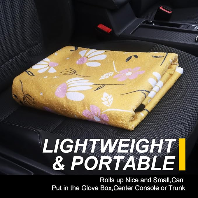 Back Seat Cover for Car Trucks Van SUV Jeep,Waterproof Rear Bench Towel Seat Covers for Dogs and Kids,Automotive Backseat Protector (Chamomile and Yellow) - Image 8