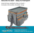 High Road Front Seat Organizer with Tray and Cup Holders | Car Office Organizer With File and Laptop Storage Compartment, Car Desk Top, Cup Holders and 8 Storage Pockets - Image 9
