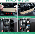 Car Seat Gap Filler Organizer with Cup Holder, Beige | Front Seat Organizer, Console Side Pocket, Cell Phone Holder, Coin Bucket, Car Storage Box, Universal Fits, Easy Installation - Image 5