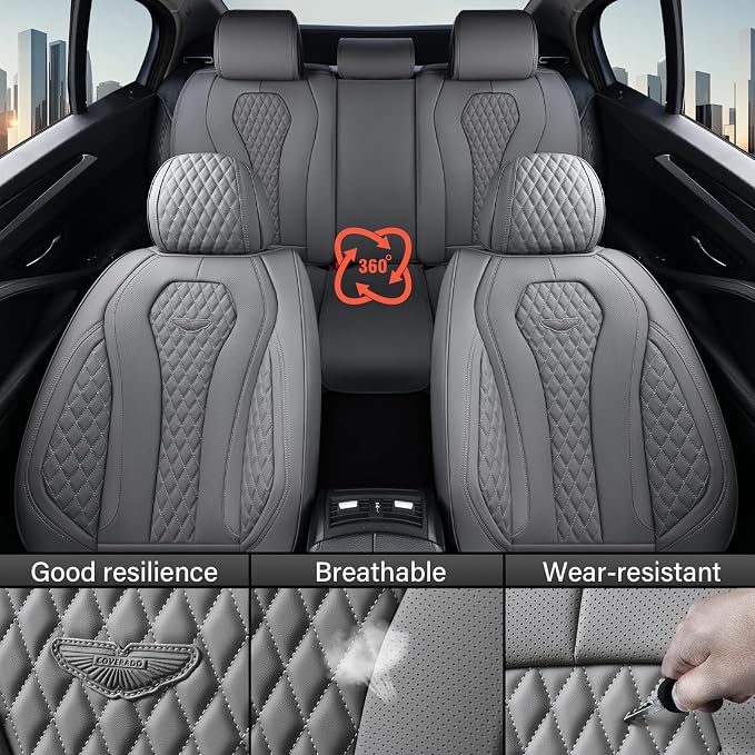 Coverado Automotive Seat Covers, Car Seat Covers 2 Seats, Gray Car Seat Cover, Driver Seat Covers, Front Car Seat Covers Car Seat Protector Universal Fit Most Cars - Image 4