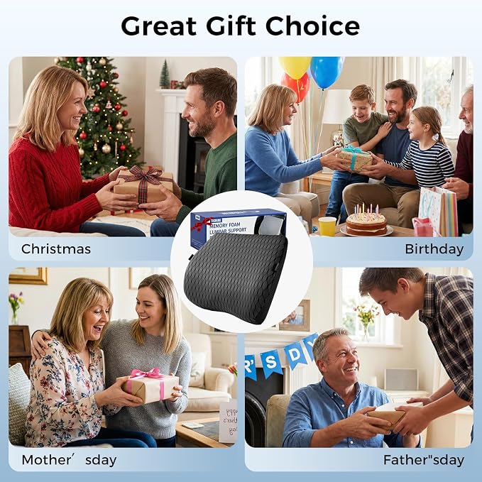 Lumbar Support Pillow for Car & Office Chair - High-Density Memory Foam Back Cushion for Sciatica & Lower Back Pain Relief - Non-Slip Support for Long Commutes & Desk Workers (4D Mesh Black) - Image 8