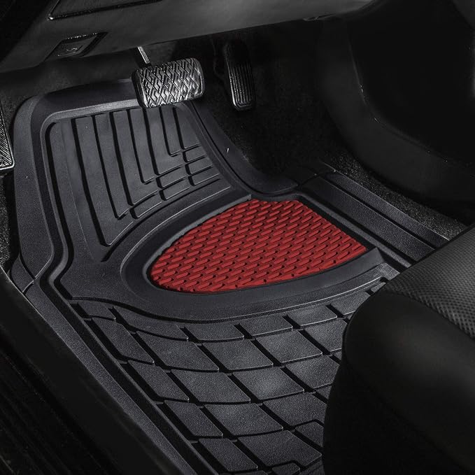 FH Group Premium Liners Tall Channel Trimmable All Weather Rubber Full Set Car Floor Mats (Pink) w. Trimmable All-Season Cargo Liner (Burgundy) - Universal Fit for Cars Trucks and SUVs - Image 2