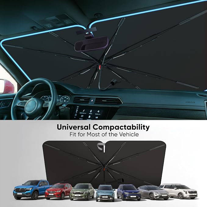 EcoNour Premium Umbrella Windshield Sunshade for Car, Front Window Sunshade - Image 7