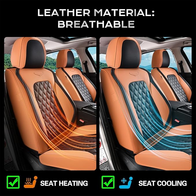 Coverado Universal Car Seat Covers Full Set, Vintage-Style Soft Waterproof Faux Leather Front & Rear Seat Protectors, Comfortable Anti-Stain Interior for Most Vehicles – BrownBlack - Image 6