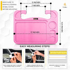 EcoNour 4 in 1 Car Steering Wheel Tray - 2024 Upgraded Pink Tray with Dual | Sauce Dip Holder and Tablet Holder | Spacious Steering Wheel Desk for Food and Laptop | Car Accessories (Large) - Image 3