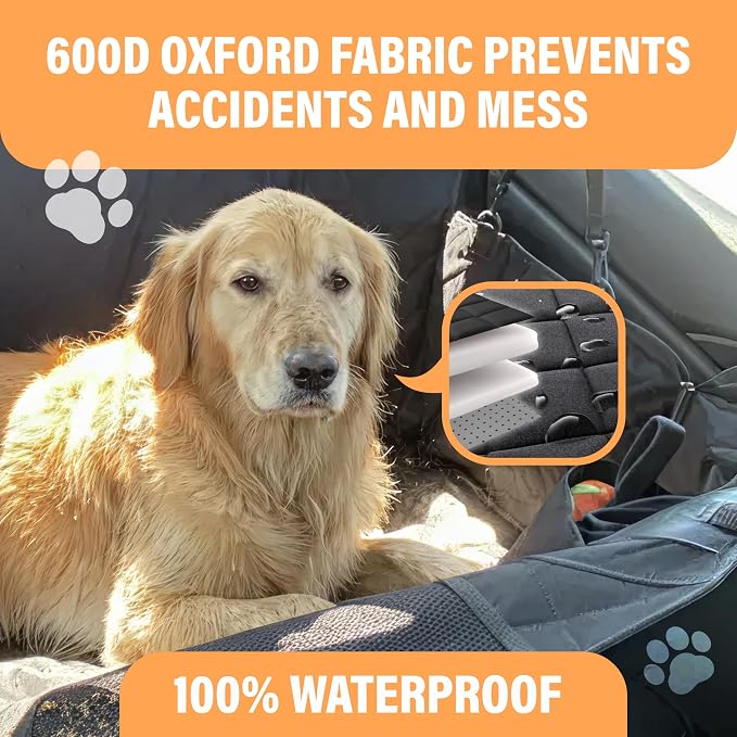 Active Pets Dog Car Seat Cover Car Seat Protector- Dog Seat Cover for Back Seat of SUVs, Trucks, Cars - Waterproof & Convertible Vehicle Hammock for Car Backseat - Mesh Window- Blue, XL - Image 2