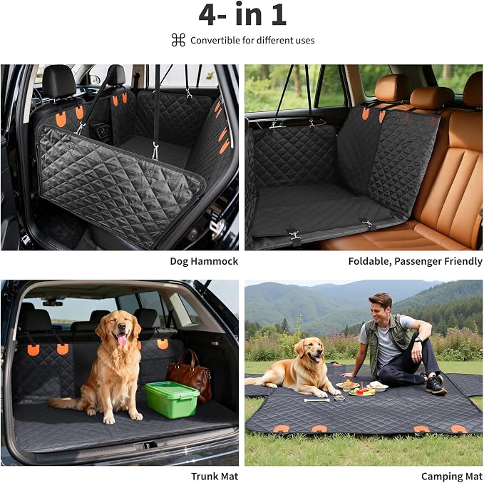 HOTEAGLE Pet Car Seat Cover with 3 Separate Hard Bottom Plates, Ideal for Car/SUV/Small Trucks, Back Seat Extender for Dogs Holds 400lbs, Black - Image 5