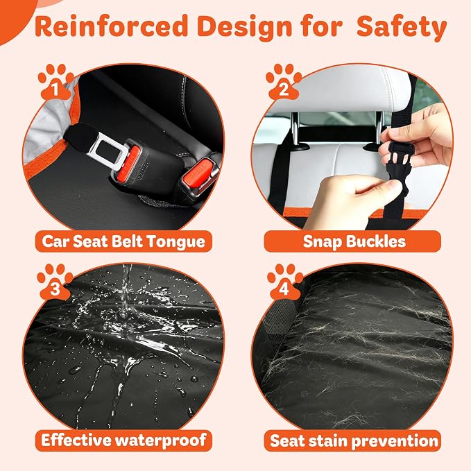 Dog Car Seat Cover for Back Seat; Ultra-Thin and Soft, Waterproof, Wear-Resistant and Easy to Clean—Compatible with Plush Seat Cushions - Image 4