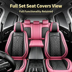for Subaru Forester 2009-2026 Car Seat Covers, Full Set, Pink | Luxury Full Coverage Leather Seat Protectors, Waterproof Breathable, Non-Slip, Easy to Install, Airbag Compatible, All-Season - Image 3