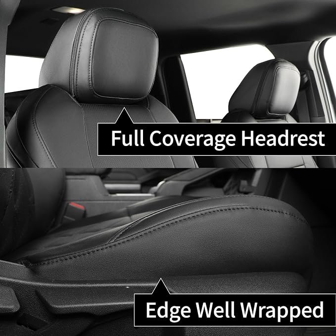 Tacoma Hybrid Leather Seat Covers Full Set for 2024-2026 Toyota Tacoma TRD Sport,TRD Off-Road,Limited,Trailhunter,Fully Covered,Luxury Waterproof Car Seat Protector(Black & Diamond) - Image 2