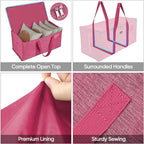 BALEINE Extra Large Storage Tote with Zippers & Carrying Handles, Heavy-Duty Oxford Fabric Moving Bags for Laundry, Space Saving, Storage, 2-Pack, Berry Red - Image 3