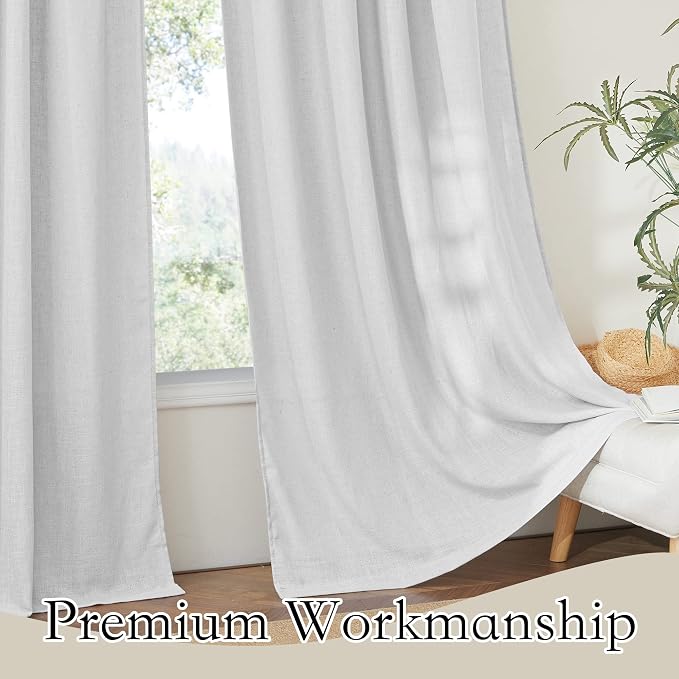 RYB HOME Sheer Curtains for Living Room Linen Woven Sheer Backdrop Curtains Light Glare Filtering Airy for Bedroom Window Sunroom Kids Nursery, Dove Grey, W 52 x L 120 inch, 2 Pcs - Image 5