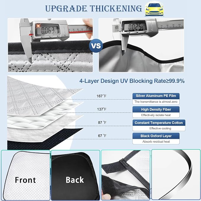 KMF 8pcs Thicken Sun Shades for Mazda CX-50 Accessories 2023-2025, Custom Full Window Sunshade Car Window Covers for Windshield Side Rear, UV Block and Blackout Privacy for Car Camping Outdoor - Image 5
