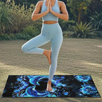 Blue Dolphin Car Seat Cover Towel with Storage Bag Neon Dolphin Car Interior Accessories for Women Men Sweat Auto Interior Seat Protector Running Yoga Hiking After Gym Sweat Towels Universal - Image 4