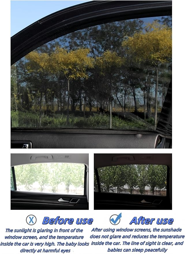 2 Pack Breathable Mesh Car Window Sun Shade Cover, 22.8"*24" | Car Window Screens, UV Protection Sunshade, Mosquito Net Curtain, Protect Privacy for Pets/Family - Image 7