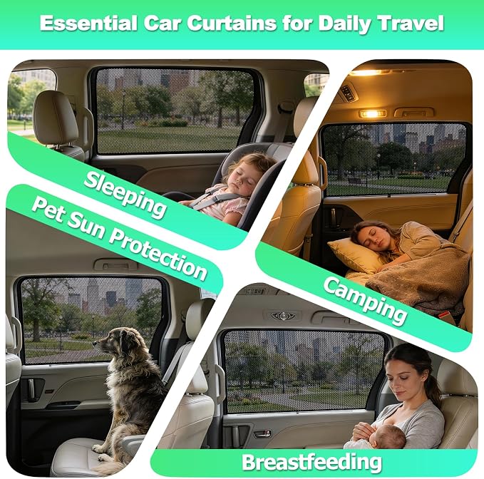 Sienna Window Shades 2021-2025, Rear Side Mesh, 2PCS | Custom Fit Window Shades, Breathable Mesh Blocks UV Rays, Reduces Heat & Glare, Creates Comfort for Babies & Rear Passengers - Image 8