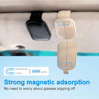 LTOHOE 2 Pack Sunglass Holder for Car, Magnetic Leather Sunglasses Holder and Ticket Card Clip, Universal for Different Size Glasses, Car Visor Accessories(Beige) - Image 3
