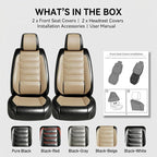 Fit Genesis Seat Covers Fit for Hyundai Genesis 2009-2016, Front Pair | Premium Leather Full Coverage Protector, Waterproof, Breathable, Scratch Resistant, Easy Wipe, Airbag Compatible, Black+Beige - Image 9