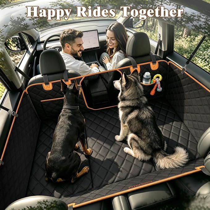 V2 New 600D Hard Bottom Car Seat Cover Extender Hammock for Dogs | Waterproof High-Density Oxford, Anti-sag Hard Base Support 600LBS, Sponge Joint Pad, Mesh Window, Fit K9 Cruiser Sedan/SUV - Image 2