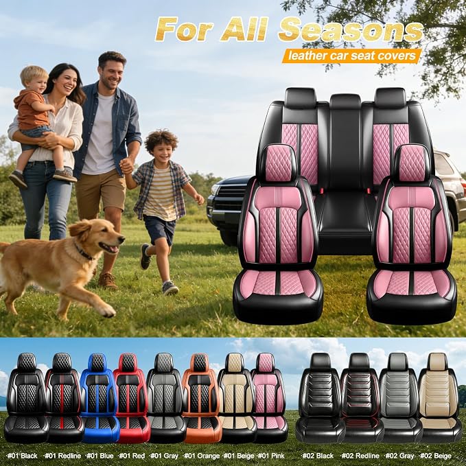 Fit Tucson Seat Covers Custom Fit for Hyundai Tucson 2010-2026, Full Set | Premium Leather Full Coverage Protectors, Waterproof, Breathable, Scratch Resistant, Easy Wipe, Airbag Compatible, Black+Pink - Image 9