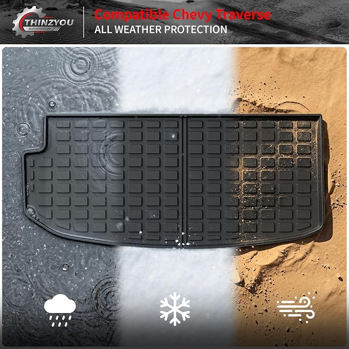 Floor Mats for 2018-2023 Chevrolet Traverse 7 Seat | 2024 Traverse Limited 7 Seat Trunk Mat Cargo Mat Liner TPE All Weather Back Seat Cover 2023 Chevy Traverse Accessories - Image 8