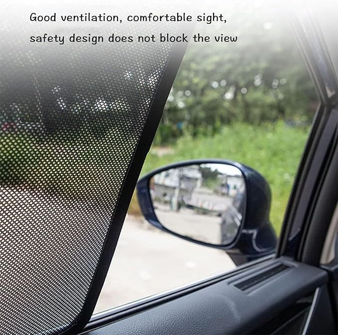 Car Magnetic Sun Protection Curtain 4PCS Suitable for Honda Civic Sedan 2001-2005 UV Protection, Insect Screen, Rear Passenger Side Window Visor-Black - Image 3