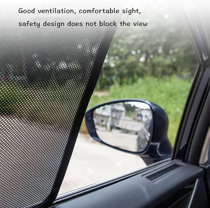 Car Magnetic Sun Protection Curtain 4PCS Fit for Hyundai Sonata 2004 2005 2006 2007 2008 2009 UV Protection, Insect Screen, Rear Passenger Side Window Visor-Black - Image 3