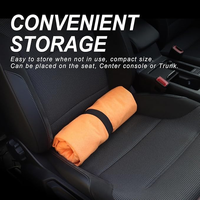 Sweat Towel Car Seat Cover Protector Front Seats for Gym Workout, Running, Swimming, Beach and Hiking, Waterproof Universal Seat Cover for Car, Trucks, Van & SUV (1, FSH-Orange/Black/White, Front) - Image 6