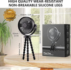 snawowo Mini Handheld Personal Portable Fan, Baby Stroller Fan | Car Seat USB or Battery Powered, with Flexible Tripod Clip on Student Bed Desk Bike Crib Treadmill Camping Traveling - Image 6