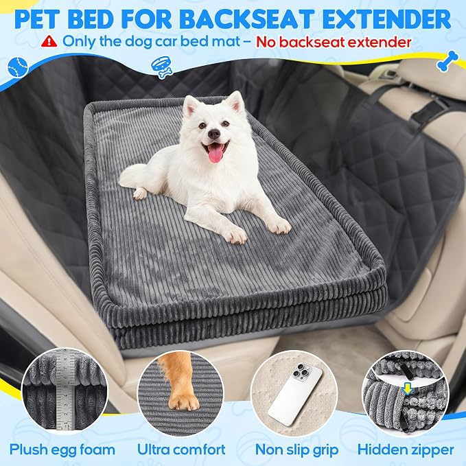 Loiion Dog Car Bed, Non-Slip Backseat Extender Pet Mat 56"x28.7"x2" | Removable, Washable Dog Bed With Waterproof Liner Protects Car Seats, Anti-Slip Travel Bed For Dogs - Image 2