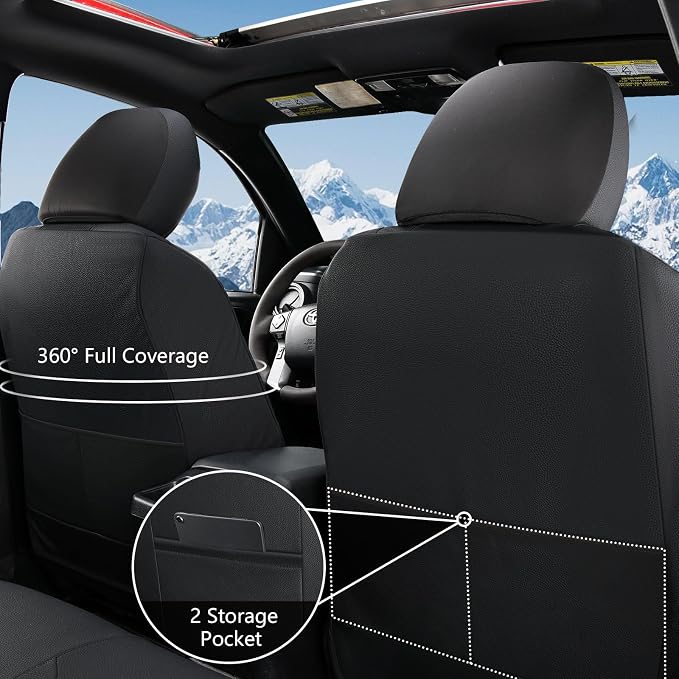 Truckiipa Automotive Seat Covers Fit for Toyota Tacoma Front Seat Leather Waterproof Full Coverage Truck Seat Covers Custom Fit for 2005-2015 Toyota Tacoma Double Crew Cab, Front Pair, Black&Red - Image 4