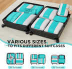 OlarHike 10 Set Compression Packing Cubes for Travel Essentials,Compressible Expandable Space Saver Bags for Organizing Clothes,Luggage Suitcase Garment Bags with Over 1000 pcs Mesh Holes(Blue Green) - Image 8