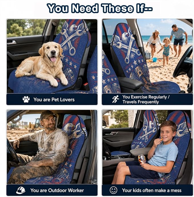Car Seat Towel Cover 2 Pack for Front Seats, Sweat Absorbent Car Seat Protector with Non-Slip Backing, Waterproof Towel Car Seat Covers for Runners, Gym, Swimming, Beach, Eagle Gear - Image 9