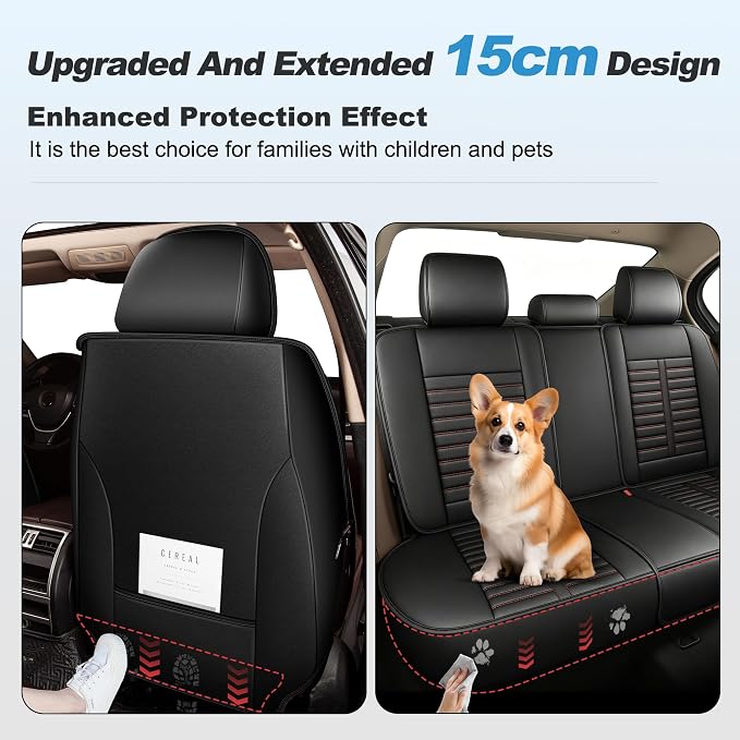 Fit for Toyota RAV4 Seat Covers 2007-2026 Front Set | Faux Leather Waterproof Car Seat Covers, Airbag Compatible with Lumbar Support Anti-Slip Design, 2 Seater Black&Red - Image 5