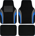 CAR PASS Leather Sporty Car Floor Mats Carpet, Universal Waterproof Automotive Floor Mat Fit for Sedans, Cars, Mid Trucks, Vans, SUV, Set of 4 (Black and Blue) by CARPASS