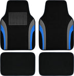 CAR PASS Leather Sporty Car Floor Mats Carpet, Universal Waterproof Automotive Floor Mat Fit for Sedans, Cars, Mid Trucks, Vans, SUV, Set of 4 (Black and Blue) by CARPASS