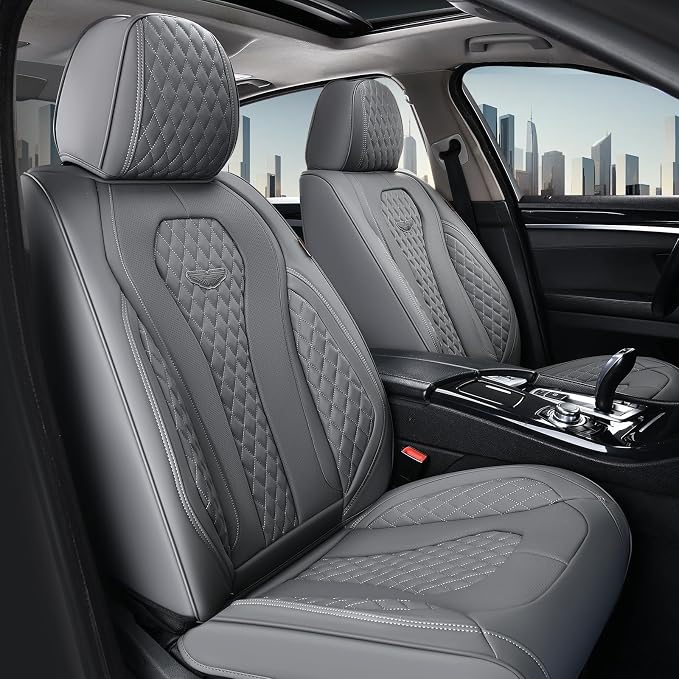 Coverado Car Seat Covers, Gray Seat Covers Full Set, Auto Seat Cover 5 Seats, Car Seat Cushion, Car Seat Covers Front Seats Back Seat Covers, Seat Cover Car Seat Protector Universal Fit Most Cars - Image 2