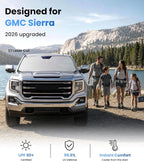 Zanch Windshield Sun Shade Umbrella : GMC Sierra 1500/2500/3500 2000-2026 | [99% UV Protection, Up to 75℉ Cooler] Custom-Fit, No Sagging, Scratch-Free Interior, Foldable Front Sunshade Umbrella - Image 2