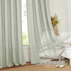 RYB HOME Linen Sheer Curtains 2 Panels for Living Room, Semi Transparent Privacy Drapes with Rod Pocket Farmhouse Style Window Treatments for Bedroom, Sage Green, 52" W x 95" L - Image 8