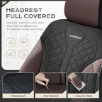 Coverado Seat Covers for Car 5 Seats, Leather Car Seat Covers Fullset, Breathable Mesh Front and Rear Protectors, Coffee Luxury Automotive Covers, Universal Fit for SUV, Truck, Sedan - Image 7