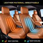 Coverado Premium Leather Full Set Seat Covers Waterproof Heavy-Duty Protectors Custom Fit for Ford F150 (2015-2026) F250/F350/F450 (2017-2026)-Orange, Stain-Resistant - Image 5