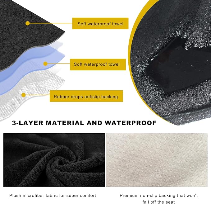 Car Towel Seat Cover, Waterproof Sweating Auto Front Seat Protective Cover, Non-Slip Washable Carseat Protector for Post Gym Workout Running Swimming, Car Accessories (Beige) - Image 5