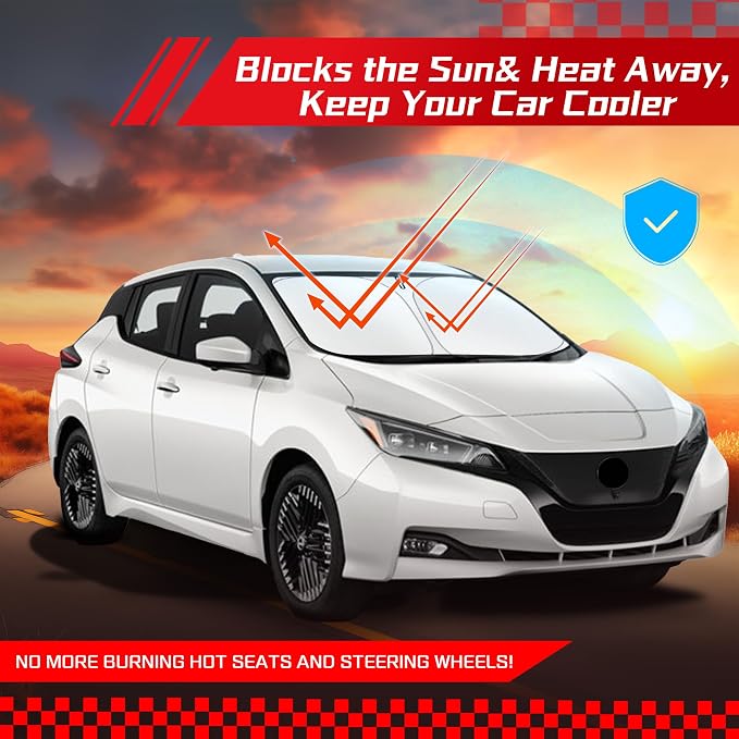 ARISMOTOR Windshield Sun Shade for Ni-ssan Leaf 2018-2025 | Custom Fit, Foldable, Front Window Sunshade Sun Visor Protector, Block UV Rays, Keep Car Cool - Image 7