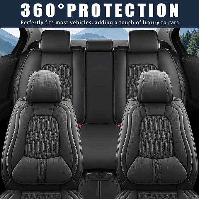 WELLDO Car Seat Covers, 5 Seats, Black-w02 | Waterproof, Scratch-Resistant, Breathable & Easy to Clean, Universal Fit for SUV Sedan Truck, Full Set - Image 9
