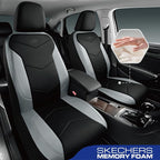 Skechers Memory Foam Seat Covers,Leather Car Seat Covers, Ultimate Comfort & Support Front Seat Covers Airbag Compatible, Automotive Universal Fit Most for SUVs, Vans, Sedans, Cars, Trucks,Gray - Image 2
