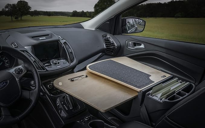AutoExec GripMaster Car Desk for Your Vehicle Workstation and Mobile Office, Natural Birch - Image 2