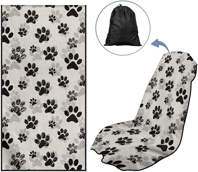 SEANATIVE Dogs Paw Car Towel Seat Covers Auto Seat Towel Protector - Sweat Absorber for Family Road Trips Sports Swimming Hiking, Automotive Seat Protector Car Interior Accessories - Image 5