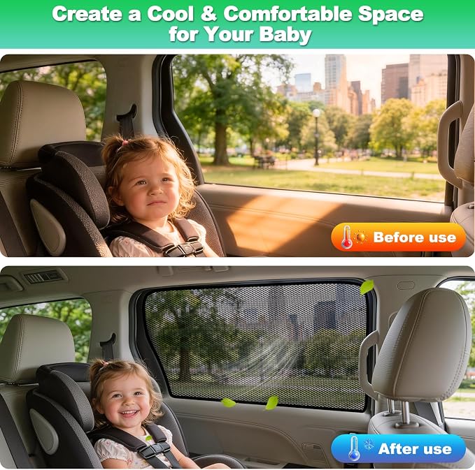 Sienna Window Shades 2021-2025, Rear Side Mesh, 2PCS | Custom Fit Window Shades, Breathable Mesh Blocks UV Rays, Reduces Heat & Glare, Creates Comfort for Babies & Rear Passengers - Image 5