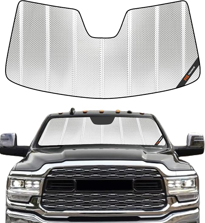 Pigenius Windshield Sunshade for Ram 2500/3500/4500/5500 2019-2024 with 5 inch Wide Sensor, Custom Front Window Sun Shade - BLAZBLOCK by Pigenius